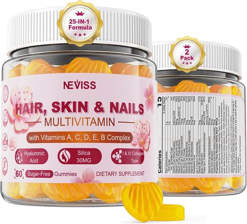 فيتامينات متعددة للنساء والشعر والبشرة والأظافر مع 5000 ميكروجرام من البيوتين والكولاجين والكيراتين وحمض الهيالورونيك وفيتامين A وB المركب وC وD وE والزنك | مكمل فيتامينات خالي من السكر، عدد 120 in Kuwait