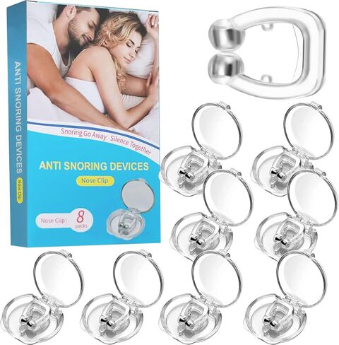 حل الشخير، جهاز مضاد للشخير - مشبك أنف مغناطيسي من السيليكون مضاد للشخير، حل بسيط للشخير، تخفيف الشخير، إيقاف الشخير عند الذكور والإناث (8 عبوات) in Kuwait