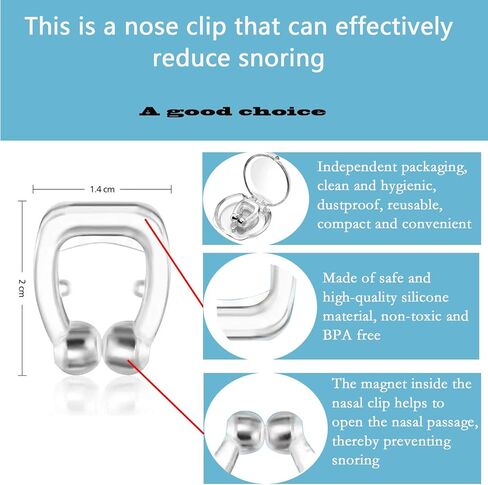حل الشخير، جهاز مضاد للشخير - مشبك أنف مغناطيسي من السيليكون مضاد للشخير، حل بسيط للشخير، تخفيف الشخير، إيقاف الشخير عند الذكور والإناث (8 عبوات) in Kuwait