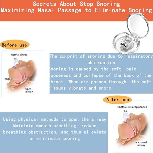 حل الشخير، جهاز مضاد للشخير - مشبك أنف مغناطيسي من السيليكون مضاد للشخير، حل بسيط للشخير، تخفيف الشخير، إيقاف الشخير عند الذكور والإناث (8 عبوات) in Kuwait