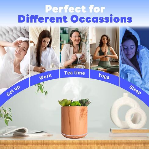 Cute Potted Succulent Essential Oil Diffuser 400 mL Humidifier Ultrasonic Aromatherapy Diffuser Colorful LED Lights, 3in1, Auto Shut-Off (Dark-YK) in Saudi Arabia