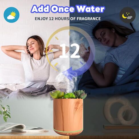 Cute Potted Succulent Essential Oil Diffuser 400 mL Humidifier Ultrasonic Aromatherapy Diffuser Colorful LED Lights, 3in1, Auto Shut-Off (Dark-YK) in Saudi Arabia