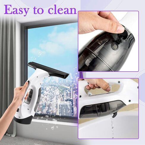 Window Vacuum Squeegee Cordless, Window Vac with Detachable Water Tank and Strong Suction, Electric Window Cleaning Tool for Shower Wall, Mirror, Glass, Car Windshield, Countertop, Tiles in Saudi Arabia