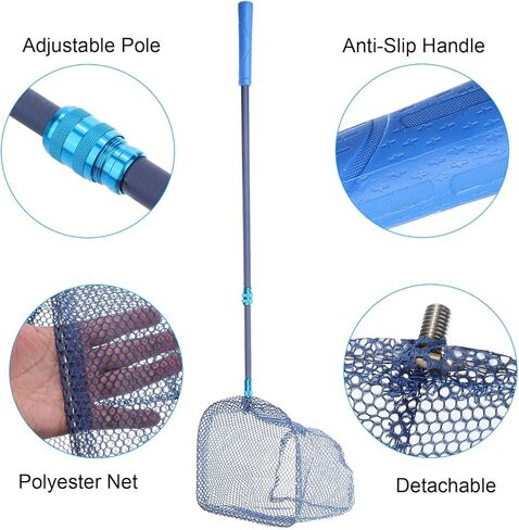 PATIKIL Telescopic Table Tennis Ball Picker, Carbon Fiber Portable Ping Pong Ball Pick Up Net Bag for Balls Picking, Blue in Saudi Arabia