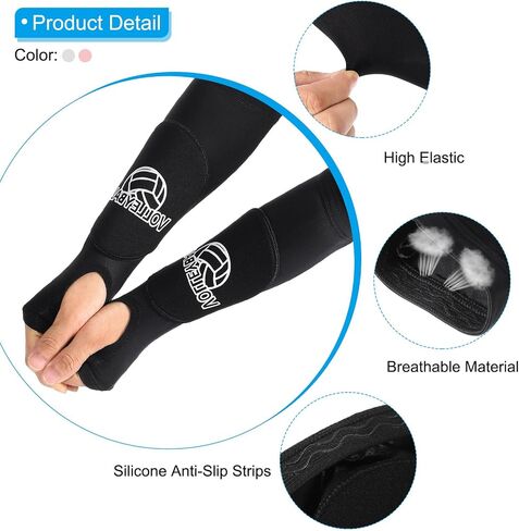 PATIKIL Volleyball Arm Sleeves, 6 Pcs Passing Forearm Sleeves with Protection Pads Thumbhole Arm Guards for Youth Men Women, 3 Multicolor in Saudi Arabia