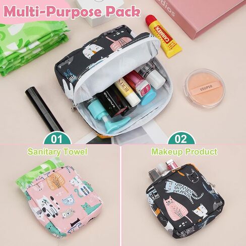 Desing Wish Period Bag Sanitary Napkin Storage Bag for Feminine Pads Panty Liners Tampons and Reusable Pads, Sanitary Pads Pouches First Period Kit for Teen Girls 2 Pack (Purple/Dazzling Hearts) in Saudi Arabia