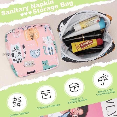 Desing Wish Period Bag Sanitary Napkin Storage Bag for Feminine Pads Panty Liners Tampons and Reusable Pads, Sanitary Pads Pouches First Period Kit for Teen Girls 2 Pack (Purple/Dazzling Hearts) in Saudi Arabia