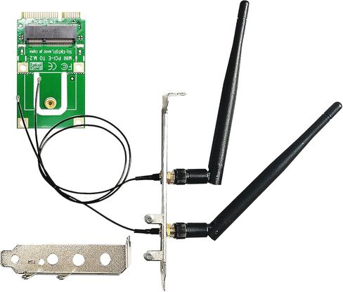 محول GLOTRENDS Mini PCIe إلى PCIe X1 لوحدة WiFi PCIe صغيرة عالية النصف، يتضمن هوائي 3.5 dBi SMA in Kuwait