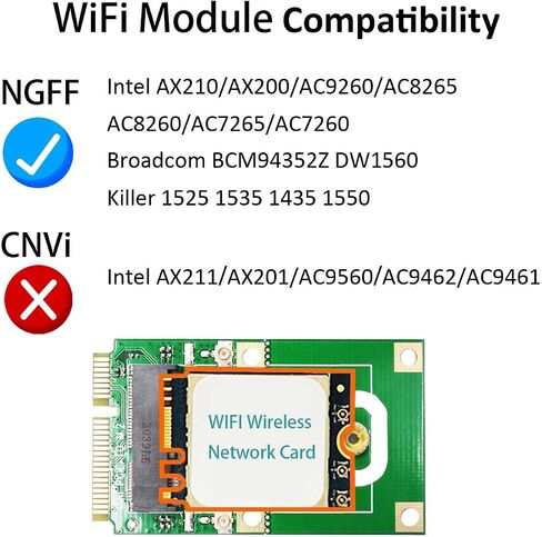 محول GLOTRENDS Mini PCIe إلى PCIe X1 لوحدة WiFi PCIe صغيرة عالية النصف، يتضمن هوائي 3.5 dBi SMA in Kuwait