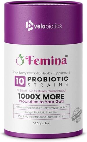 Femina Probiotic for Womens Health with Cranberry | US Patent Delivery Technology | Once Daily Supplement for Digestive, Gut & Intimate Health-Stable Shelf Life and Protection from Stomach Acid in Saudi Arabia