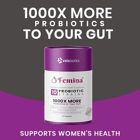 Femina Probiotic for Womens Health with Cranberry | US Patent Delivery Technology | Once Daily Supplement for Digestive, Gut & Intimate Health-Stable Shelf Life and Protection from Stomach Acid in Saudi Arabia
