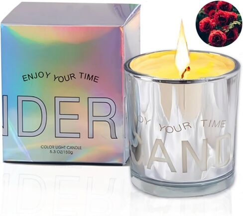 Scented Candle Jar Rose Flower Sea - Soy Candles Non Toxic Candles Made with Natural Essential Oils Long Lasting Burning- Aromatherapy Candle Cup for Home Fragrance Meditation Yoga Gift for Men Women in Saudi Arabia