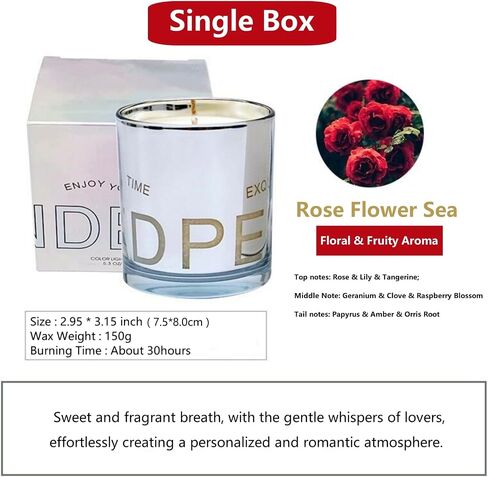 Scented Candle Jar Rose Flower Sea - Soy Candles Non Toxic Candles Made with Natural Essential Oils Long Lasting Burning- Aromatherapy Candle Cup for Home Fragrance Meditation Yoga Gift for Men Women in Saudi Arabia