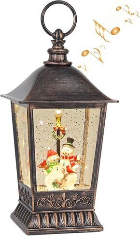 Christmas Snow Globe Snowman, 11 Inch Musical Snow Globe Lantern, 6H Timer Lighted Christmas Snow Lantern, USB and Battery Operated Lantern for Home Decor, Christmas Decoration. in Saudi Arabia