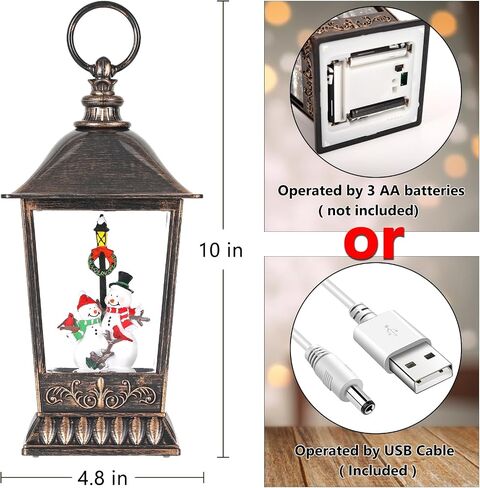 Christmas Snow Globe Snowman, 11 Inch Musical Snow Globe Lantern, 6H Timer Lighted Christmas Snow Lantern, USB and Battery Operated Lantern for Home Decor, Christmas Decoration. in Saudi Arabia