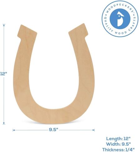 Wood Horseshoe Cutout, 16 Inches, Pack of 1, Use as Horse Birthday Party Supplies or Rustic Farmhouse Décor, by Woodpeckers in Saudi Arabia