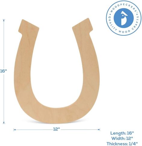 Wood Horseshoe Cutout, 16 Inches, Pack of 1, Use as Horse Birthday Party Supplies or Rustic Farmhouse Décor, by Woodpeckers in Saudi Arabia