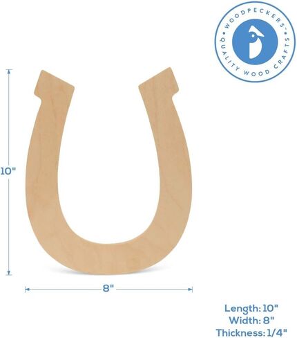 Wood Horseshoe Cutout, 16 Inches, Pack of 1, Use as Horse Birthday Party Supplies or Rustic Farmhouse Décor, by Woodpeckers in Saudi Arabia