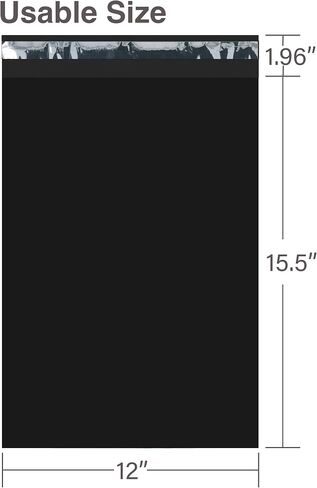 EJIEEP(500-Pack) Black Poly Mailers 12x15.5 Inch,Self Seal Adhesive Flap 1.96 Inches in Saudi Arabia