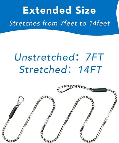 7FT Stretch to 14FT Boat Beach Anchor Rope Bungee Lines for Beach Anchor, PWC, Pontoon, Canoe,Jet Ski Or Seadoo, PWC Accessories, Shallow Water Anchor Pole 1-Pack (Grey) in Saudi Arabia