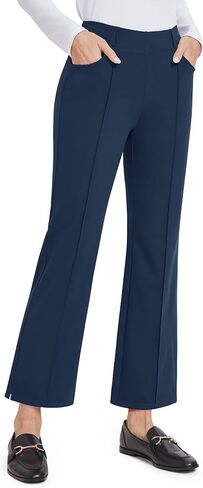 G4Free المرأة اللباس السراويل الزرقاء بسط اليوغا بانت السراويل العمل المهنية مع جيوب لبنطلون مكتب عارضة الغولف (الأزرق الداكن، M، 27 ") in Kuwait