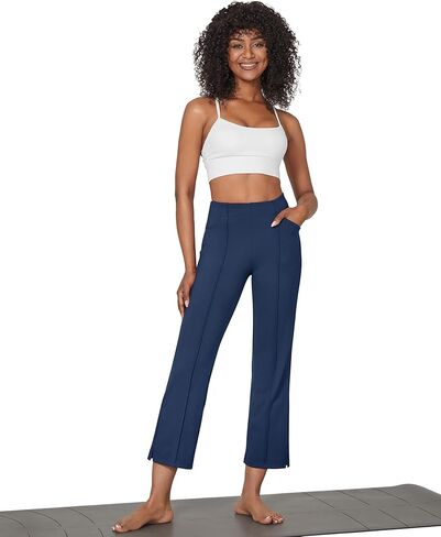 G4Free المرأة اللباس السراويل الزرقاء بسط اليوغا بانت السراويل العمل المهنية مع جيوب لبنطلون مكتب عارضة الغولف (الأزرق الداكن، M، 27 ") in Kuwait