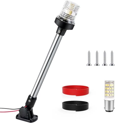 16 بوصة مرساة ضوء القارب ضوء مقاوم للماء IP67، أبيض قابل للطي أسفل أضواء الملاحة البحرية للقوارب LED للعائم، قارب جون وقارب الباس (12-24 فولت) in Kuwait