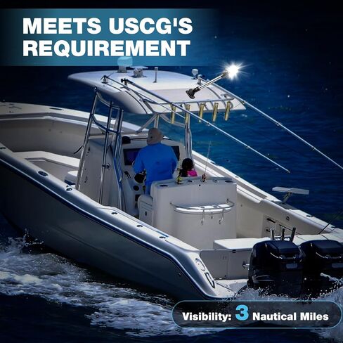 16 بوصة مرساة ضوء القارب ضوء مقاوم للماء IP67، أبيض قابل للطي أسفل أضواء الملاحة البحرية للقوارب LED للعائم، قارب جون وقارب الباس (12-24 فولت) in Kuwait