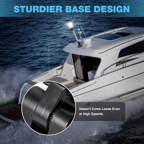 16 بوصة مرساة ضوء القارب ضوء مقاوم للماء IP67، أبيض قابل للطي أسفل أضواء الملاحة البحرية للقوارب LED للعائم، قارب جون وقارب الباس (12-24 فولت) in Kuwait