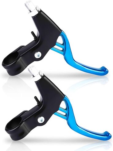 1 Pair Bike Brake Levers, Universal Aluminum Alloy Bicycle Handle Mountain Road Bike Brake Lever V-Brake Handlebar for Most Bicycle, MTB, BMX, Road Bike, 2.2cm Diameter(Blue) in Kuwait