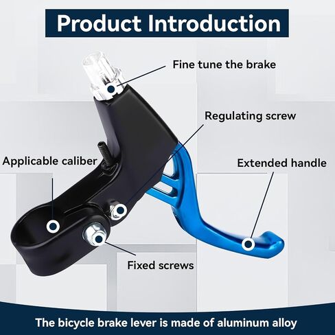 1 Pair Bike Brake Levers, Universal Aluminum Alloy Bicycle Handle Mountain Road Bike Brake Lever V-Brake Handlebar for Most Bicycle, MTB, BMX, Road Bike, 2.2cm Diameter(Blue) in Kuwait