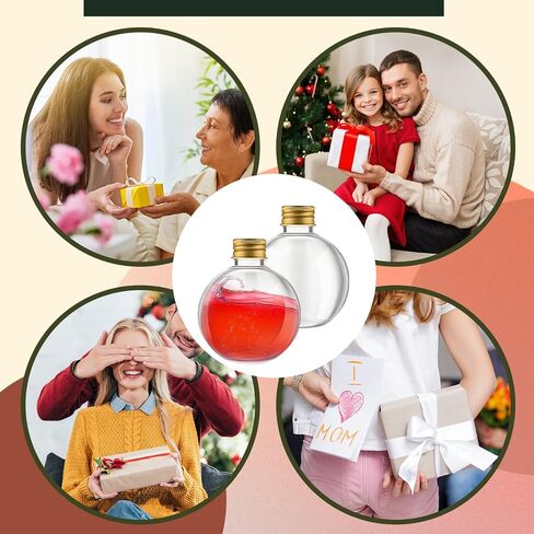 30 عبوة من زجاجات Jinei ذات 30 أونصة على شكل كرة من البلاستيك الرملي، زجاجات جرعة بلاستيكية شفافة كروية، كرات زينة لكوكتيل عيد الميلاد مع مداخل لتزيين الحرف اليدوية لحفلات الزفاف بنفسك (غطاء، ذهبي) in Saudi Arabia