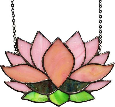 1 قطعة ديكور زهرة اللوتس الزجاج الملون نافذة الشنق، نافذة الاكريليك الشنق لوتس الشمس الماسك الجدار الديكور الهدايا للأم الجدة العمة الأخت in Kuwait