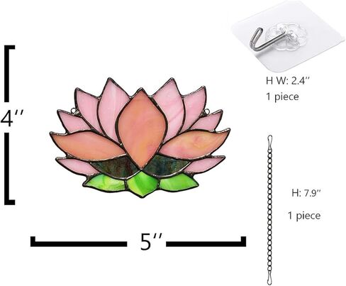 1 قطعة ديكور زهرة اللوتس الزجاج الملون نافذة الشنق، نافذة الاكريليك الشنق لوتس الشمس الماسك الجدار الديكور الهدايا للأم الجدة العمة الأخت in Kuwait