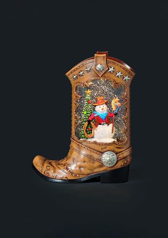 Christmas by Roman Inc, Confetti Lite Collection, 10.25" H Lighted Swirl Boot with Snowman, Holiday, Seasonal, Inspirational, Home Decor, in Saudi Arabia
