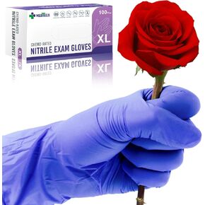 Medtecs Nitrile Gloves Disposable Latex-Free with Chemo-Rated Protection & Breathable Design - 4 Mil Thickness, Ambidextrous, Powder-Free and Over 500% Elongation - Purple S (3.15" x 9.6") - 100PC