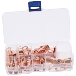 60Pcs Assorted Wire Lugs Battery Cable Ends, SC6-25 Heavy Duty Eyelets SC Ring Terminals Connectors Electrical Eyelets Terminals Assortment Kit