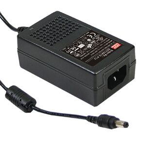 MEAN WELL 15V 1200mA 18W 3-Wire AC-DC High Reliability Industrial Table Top Power Supply 2.1mm Plug Level VI
