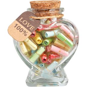 Capsule Letters Message in Glass Bottle，Message Pills Love Letter Gift for Boyfriend Girlfriend Wife Friend Birthday Christmas Anniversary Valentine Day Gift. (44PCS in a Bottle)