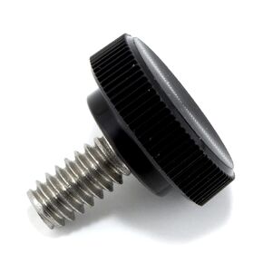 #10-24 x 3/8" Thumb Screw Stainless Steel - Black Knurled Round Plastic Knob - Standard/Coarse Thread ThumbScrew - Length: 0.375" - Proudly Built in USA - Package of (4)