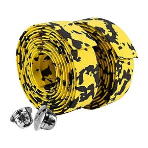 Bar Tape,Reflective Bike Bar Wrap with Bar Plugs for Road Bikes and Cycling,2PCS per Set (Yellow+Black)