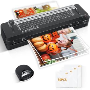Laminator, A3 Laminator Machine with 10 Laminating Pouches, 13 Inch Cold and Thermal Laminator with Paper Cutter, Personal Laminator Machine for Home Office School Use