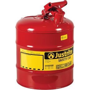 Justrite 7125400 Type I Galvanized Steel Oils Safety Can, 2.5 Gallon Capacity, Green