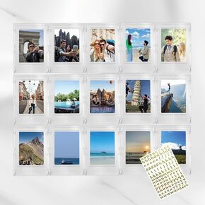 15 Packs Magnetic Photo Picture Frame,Can accommodate 3 inch transparent mini photo, plastic photo displays,Compatible with Fujifilm Instax Small Polaroid,Fridge Refrigerator Office