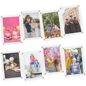 Magnetic Acrylic Frames - 8 Pack - 2.7 x 3.9 Inches - Double Sided Acrylic Polaroid Frame for Refrigerator - Scratch Resistent Super Strong Magnetic Instax Mini Frame