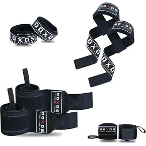 Heavy Duty Wrist Wraps & Lifting Straps Gym Bundle | Ultimate 18" Wrist Straps for Weightlifting & 23" Lifting Straps for Gym | Best In Class Deadlift Straps And Gym Accessories for Men & Women