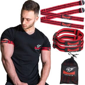 Muscle Training Bands for Occlusion - Restriction of Blood Flow for Arms and Legs – Revolutionary Effective for Increased Muscle Grow and Pump, 4 Pack (2 Arms & 2 Legs with Carry Pouch)