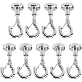 Magnetic Hanging Hooks, 9 Pcs Magnetic Hooks with Snap Hooks, 8KG Pulling Force Neodymium Magnetic Hooks for Kitchen Indoor Outdoor Hanging