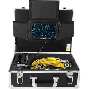 Self-Leveling Sewer Camera with Locator, 165ft Snake Camera with 7'' HD Screen Inspection Camera and 12 Adjustable LEDs, Self Leveling, IP68 Waterproof Drain Camera with DVR 16GB