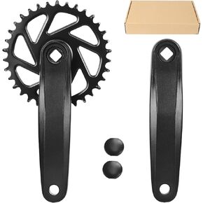 Bike Crankset 34T - 170mm Universal Square Crankset Set Charing Crank Set with 170mm Aluminium Alloy Arm for Single/1/6/7/8/9/10/11/12 Speeds Mountain Bike,Purple + Black